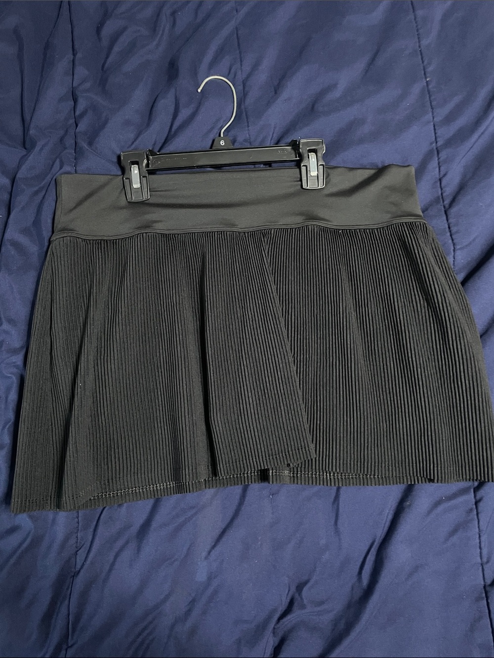 Black Ribbed Knit A-Line Skort- Women